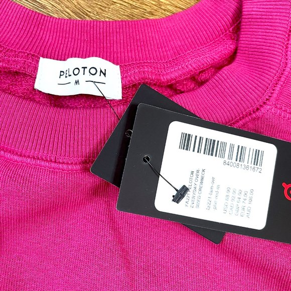Peloton Womens M Pink Logo Everyday Oversized Crewneck Sweatshirt Pull Over New - Picture 2 of 9